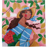 Italienische Frau Sommerstrand Urlaub Duschvorhang (Vorderseite)