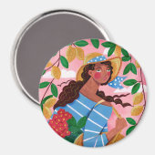 Italienische Frau Sommerstrand Urlaub Magnet (Vorderseite/Rückseite)