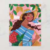 Italienische Frau Sommerstrand Urlaub Postkarte (Vorderseite)