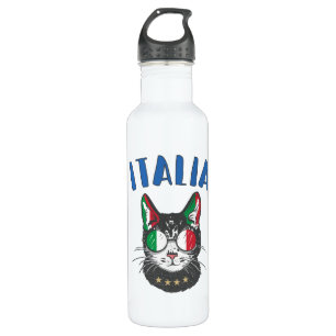 Italienische Fußballflagge Cat Mascot Edelstahlflasche