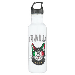 Italienische Fußballflagge Cat Mascot Edelstahlflasche