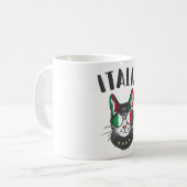 Italienische Fußballflagge Cat Mascot Kaffeetasse (Vorderseite Links)