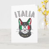 Italienische Fußballflagge Cat Mascot Karte (Gelbe Blume)