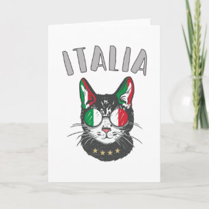 Italienische Fußballflagge Cat Mascot Karte