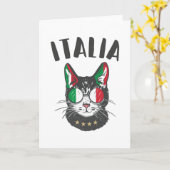 Italienische Fußballflagge Cat Mascot Karte (Gelbe Blume)
