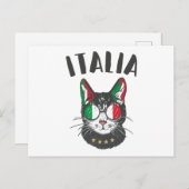 Italienische Fußballflagge Cat Mascot Postkarte (Vorne/Hinten)