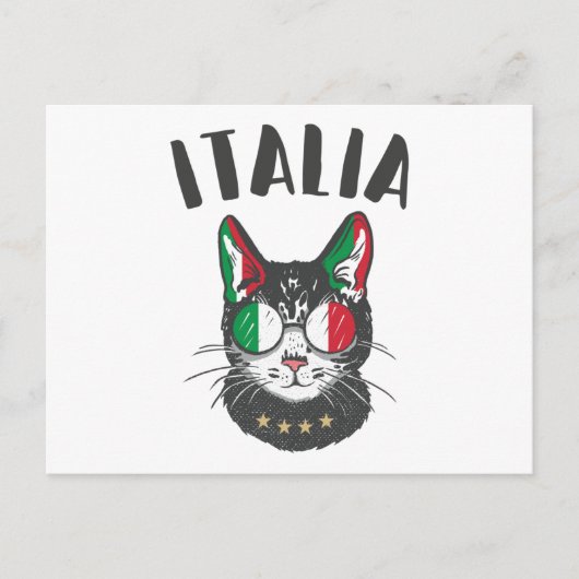 Italienische Fußballflagge Cat Mascot Postkarte (Vorderseite)