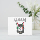 Italienische Fußballflagge Cat Mascot Postkarte (Stehend Vorderseite)