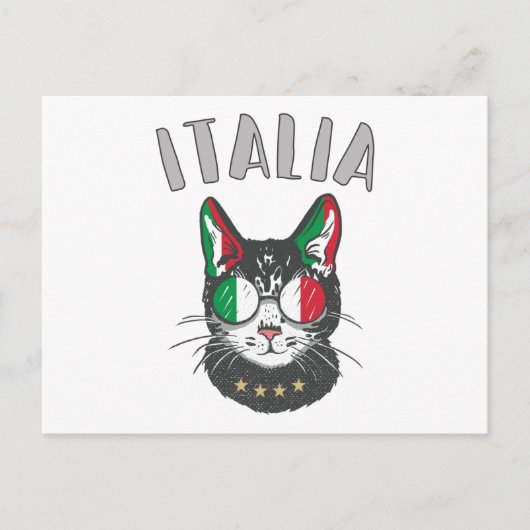 Italienische Fußballflagge Cat Mascot Postkarte (Vorderseite)