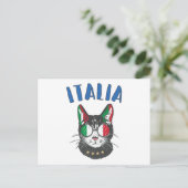 Italienische Fußballflagge Cat Mascot Postkarte (Stehend Vorderseite)