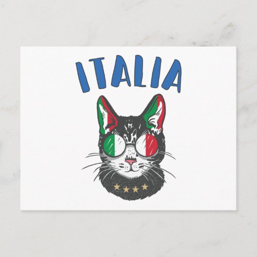 Italienische Fußballflagge Cat Mascot Postkarte (Vorderseite)