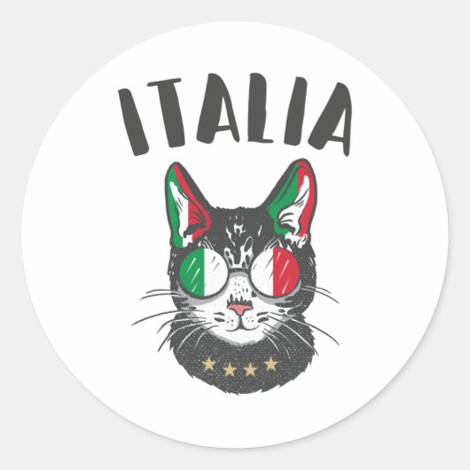 Italienische Fußballflagge Cat Mascot Runder Aufkleber (Vorderseite)