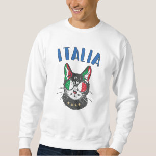 Italienische Fußballflagge Cat Mascot Sweatshirt