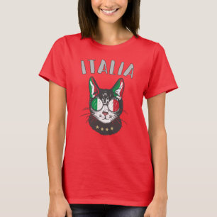 Italienische Fußballflagge Cat Mascot T-Shirt