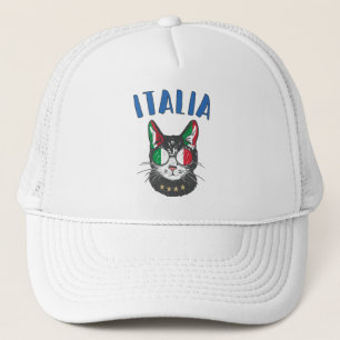 Italienische Fußballflagge Cat Mascot Truckerkappe
