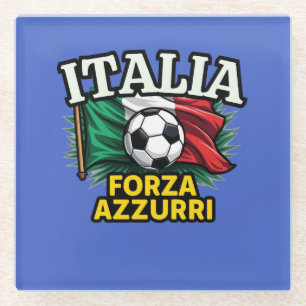 Italienische Fußballleidenschaft - Fahne Forza Azz Glasuntersetzer
