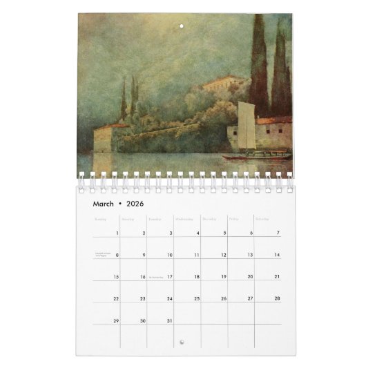 Italienische Gärten durch Maxfield Parrish Kalender (Mär 2026)