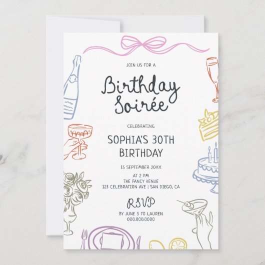 Italienische Geburtstagspartei Soirée Einladung (Vorderseite)