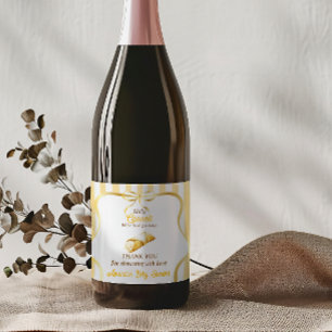 Italienische gelbe Schleife Cannoli Baby Shower Fa Schaumweinetikett