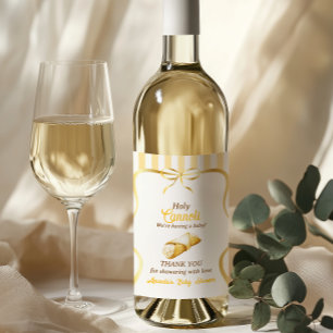 Italienische gelbe Schleife Cannoli Baby Shower Fa Weinetikett