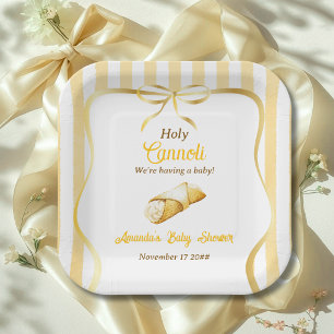 Italienische gelbe Schleife Heilige Cannoli-Baby-P Pappteller