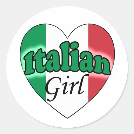 Italienische Girl Runder Aufkleber (Vorderseite)