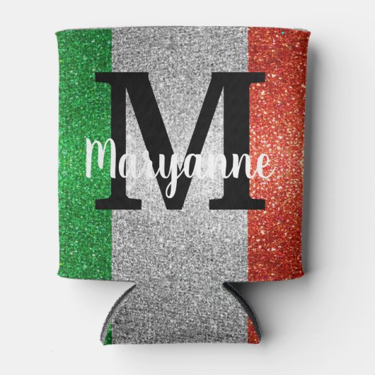 Italienische Göttin Glitzer Italien Flaggenfarben  Dosenkühler (Vorderseite)