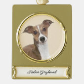 Italienische Grauhound Malerei - Niedliche Origina Banner-Ornament Gold (Vorderseite)