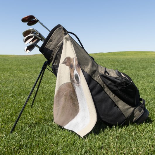 Italienische Grauhound-Malerei - Niedliche Origina Golfhandtuch (Gras)