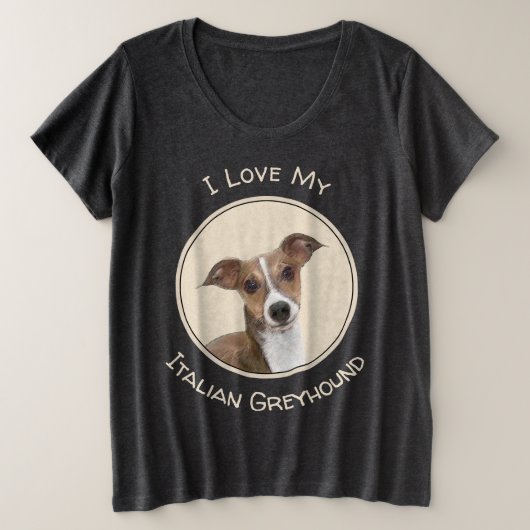 Italienische Grauhound Malerei - Niedliche Origina Große Größe T-Shirt (Design vorne)