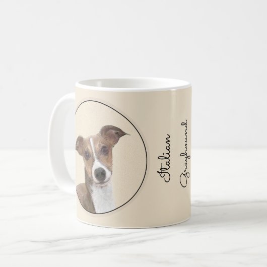 Italienische Grauhound-Malerei - Niedliche Origina Kaffeetasse (Vorderseite Links)