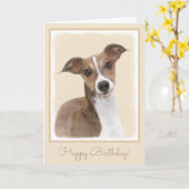 Italienische Grauhound-Malerei - Niedliche Origina Karte (Gelbe Blume)