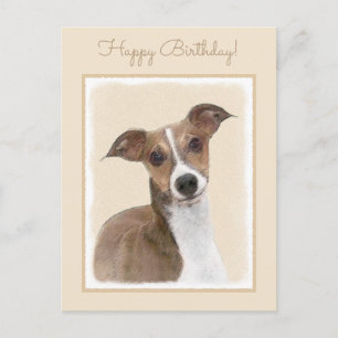 Italienische Grauhound Malerei - Niedliche Origina Postkarte