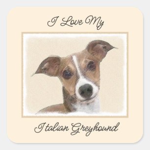 Italienische Grauhound Malerei - Niedliche Origina Quadratischer Aufkleber