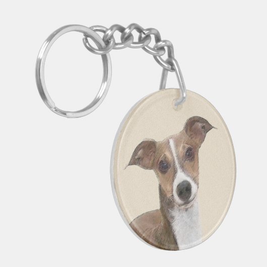 Italienische Grauhound Malerei - Niedliche Origina Schlüsselanhänger (Vorderseite links)