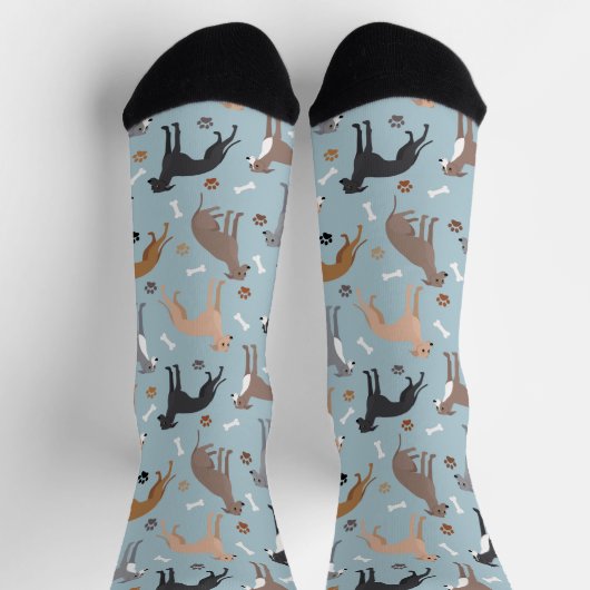 Italienische Grauhund-Hundsknochen und -paws Socken (Oben)