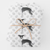 Italienische Grauhunde mit Paws in Schwarz und Wei Geschenkpapier Set (Beispiel)