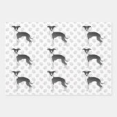 Italienische Grauhunde mit Paws in Schwarz und Wei Geschenkpapier Set (Vorderseite)