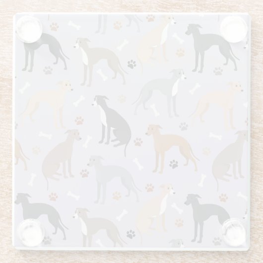 Italienische Grauhunde und Hunde Knochen und Paare Glasuntersetzer (Rückseite)