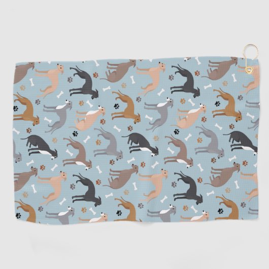 Italienische Grauhunde und Hunde Knochen und Paare Golfhandtuch (Horizontal)