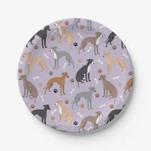 Italienische Grauhunde und Hunde Knochen und Paare Pappteller