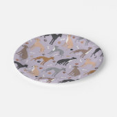 Italienische Grauhunde und Hunde Knochen und Paare Pappteller (Schrägansicht)