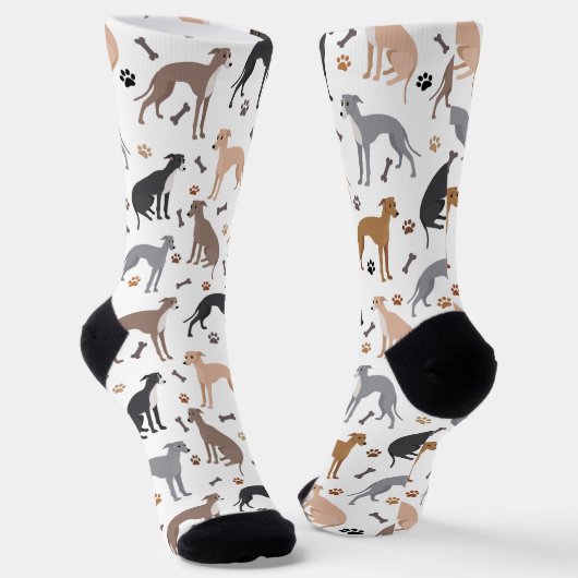 Italienische Grauhunde und Hunde Knochen und Paare Socken (Gewinkelt)