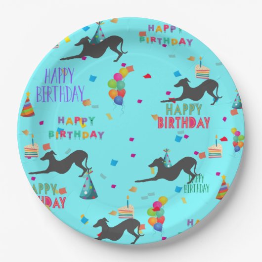 Italienische Greyhound Birthday Party Paper Plate Pappteller (Vorderseite)