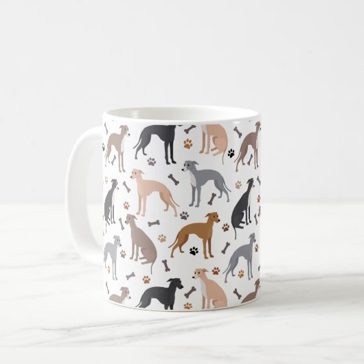 Italienische Greyhound Dog Bones and Paws Tasse (Vorderseite Links)