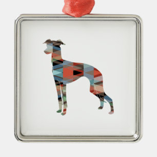 Italienische Greyhound Geo Pattern Silhouette - Ka Ornament Aus Metall