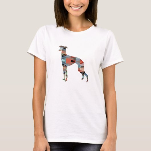Italienische Greyhound Geo Pattern Silhouette - Ka T-Shirt (Vorderseite)