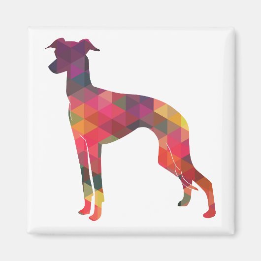 Italienische Greyhound Geo Pattern Silhouette - Mu Magnet (Vorne)