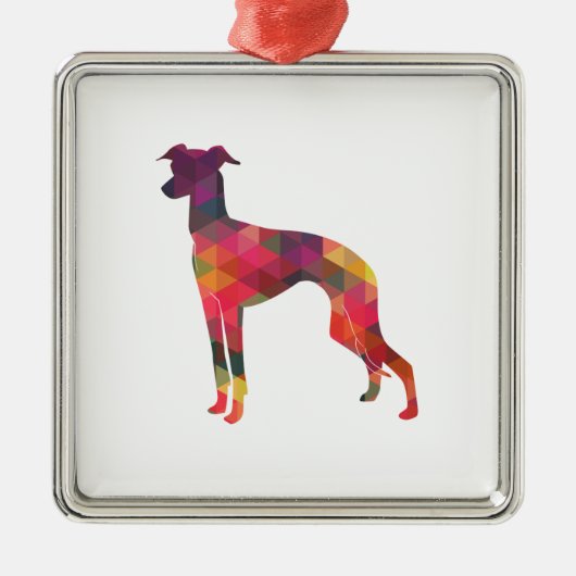 Italienische Greyhound Geo Pattern Silhouette - Mu Ornament Aus Metall (Vorne)