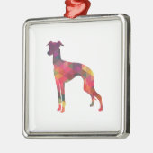 Italienische Greyhound Geo Pattern Silhouette - Mu Ornament Aus Metall (Links)